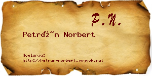 Petrán Norbert névjegykártya